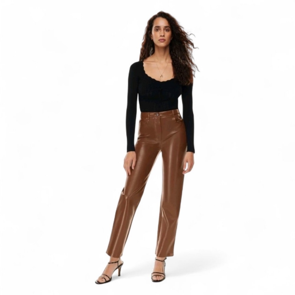 Aritzia Wilfred Melinda brown leather vegan pants
